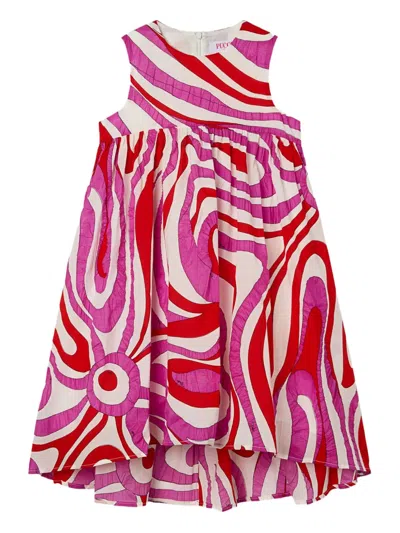 Pucci Junior Kids' Abstract Print Sleeveless Dress In Pink