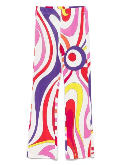 Pucci Junior Kids' Abstract-print Trousers In White