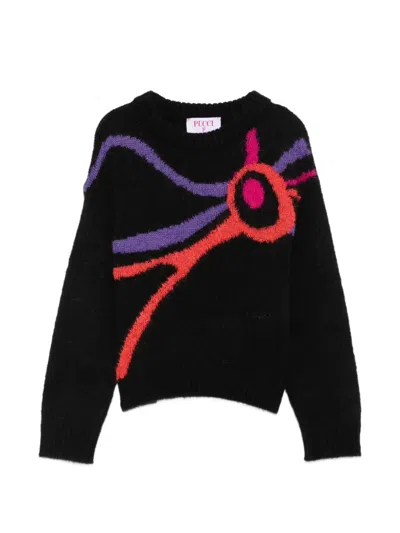 Pucci Junior Kids' Abstract-pattern Knit Sweater In Black