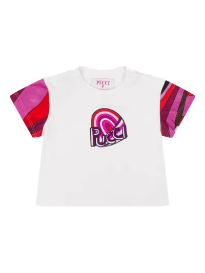 Pucci Junior Babies' Appliqué Sleeve Top In White