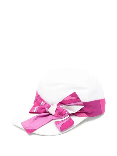 Pucci Junior Kids' Bow-detail Hat In White
