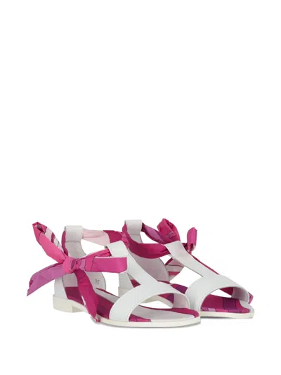 Pucci Junior Kids' Bow Pattern Sandals In Pink