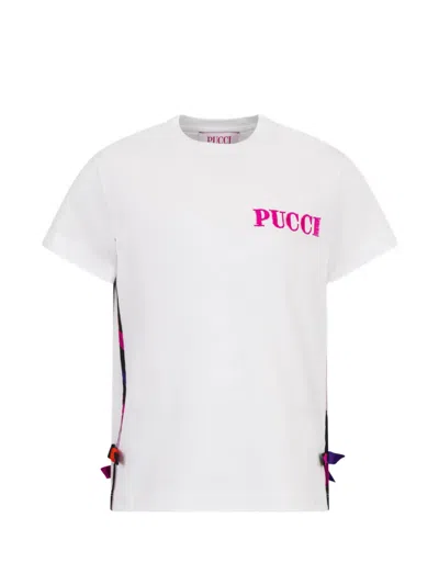 Pucci Junior Kids' Bow-detail T-shirt In White