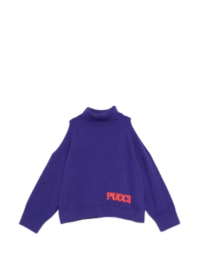 Pucci Junior Kids' Cold-shoulder Logo Sweater In Pattern