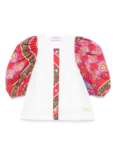 Pucci Junior Contrast-sleeve Shirt In Weiss