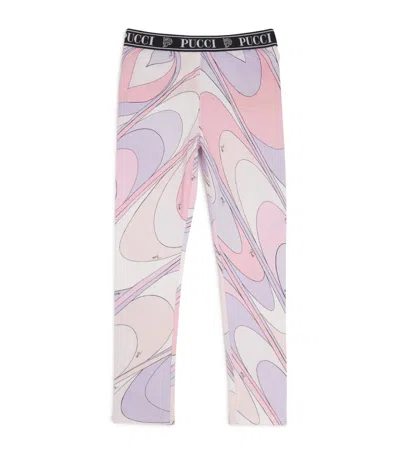 Pucci Junior Kids' Cotton-blend Swirl Leggings In Pink