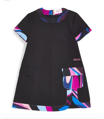 Pucci Junior Kids'  Cotton Marmo Print Dress (4-10 Years) In Black