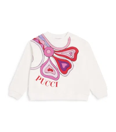 Pucci Junior Kids' Cotton Orchidee Print Sweatshirt In White