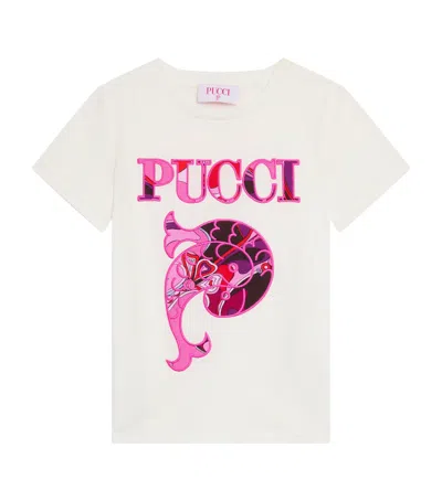 Pucci Junior Kids' Cotton Pucci Fish T-shirt In White