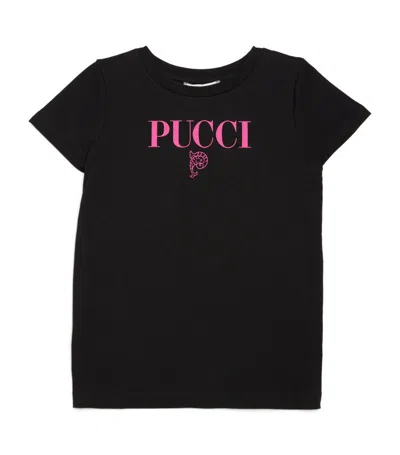 Pucci Junior Kids'  Cotton Small Logo T-shirt (12-14 Years) In Black