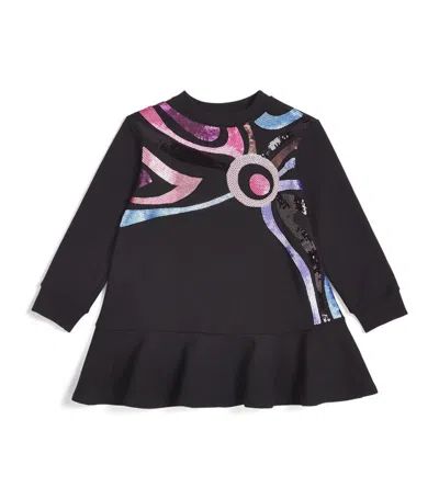 Pucci Junior Kids'  Cotton Sweatshirt Dress (4-10 Years) In Black