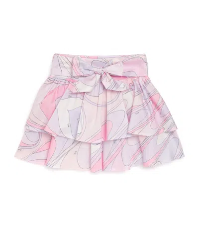 Pucci Junior Kids' Cotton Swirl Pleated Skirt In Multi