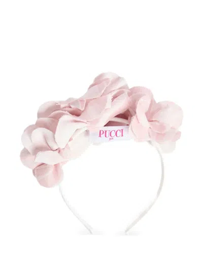 Pucci Junior Kids' Decorated Marmo Print Headband In Pink