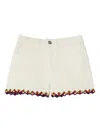 Pucci Junior Embroidered-hem Denim Shorts In White