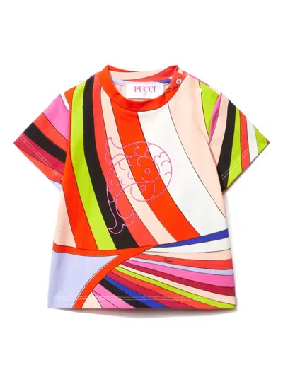 Pucci Junior Babies' Embroidered Iride-print T-shirt In Multicolour