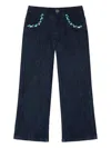 Pucci Junior Embroidered Jeans In Black