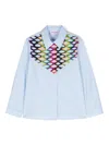 Pucci Junior Embroidered-pattern Cotton Shirt In 蓝色