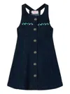 Pucci Junior Embroidered Pocket Denim Dress In Black