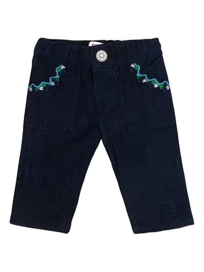 Pucci Junior Babies' Embroidered Trousers In Blue