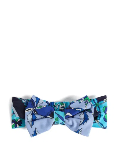 Pucci Junior Kids' Festa Print Bow Head Band In Blue