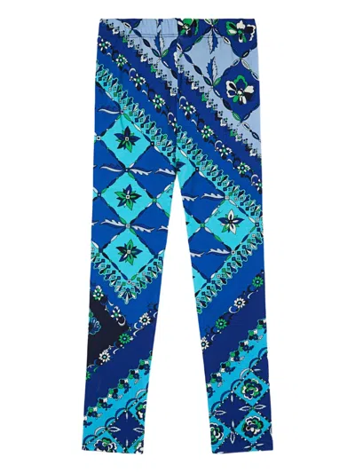Pucci Junior Kids' Festa-print Leggings In Blue