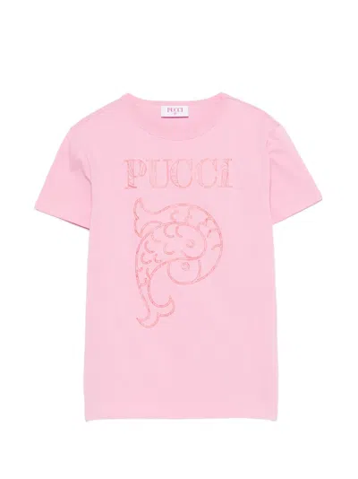 Pucci Junior Kids' Fish-print T-shirt In Pink