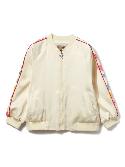 Pucci Junior Kids' Floral-embroidered Bomber Jacket In Neutrals