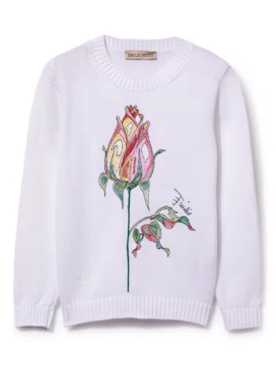 Pucci Junior Kids' Floral-print Jumper In White