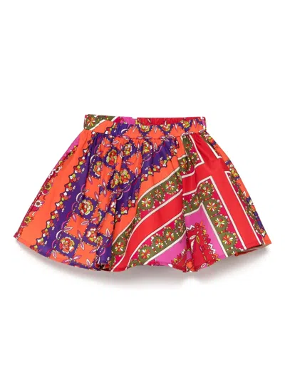 Pucci Junior Kids' Floral-print Skirt In Red