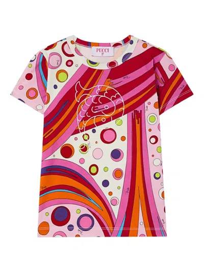 Pucci Junior Kids' Fontane-patterned Short-sleeves T-shirt In Multi