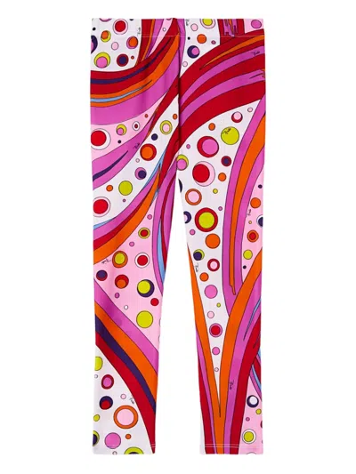 Pucci Junior Kids' Fontane Print Leggings In Pink