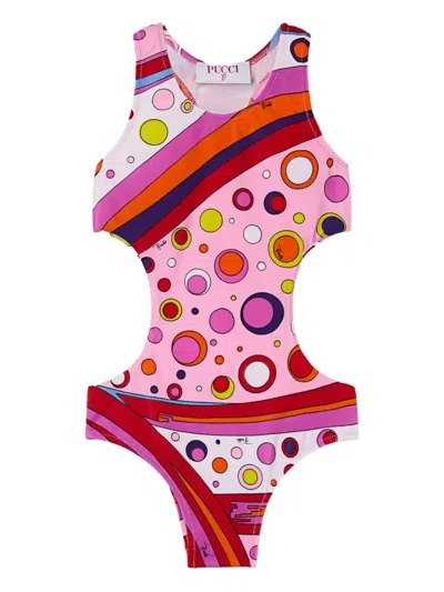 Pucci Junior Kids' Fontane-print One-piece Swimsuit In Multi