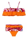 Pucci Junior Ruffled Printed Bikini In Orange
