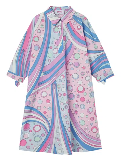Pucci Junior Kids' Abstract Print Oversized Shirt Dress In Multi