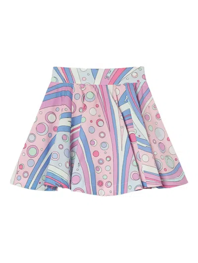 Pucci Junior Kids' Fontane-print Skirt In Blue