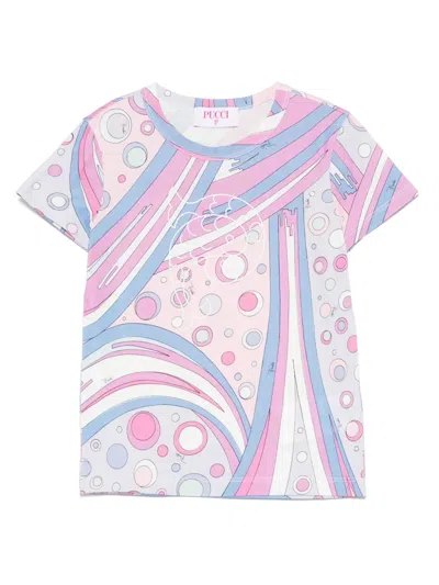 Pucci Junior Kids' T-shirt Mit Fontane-print In Blau