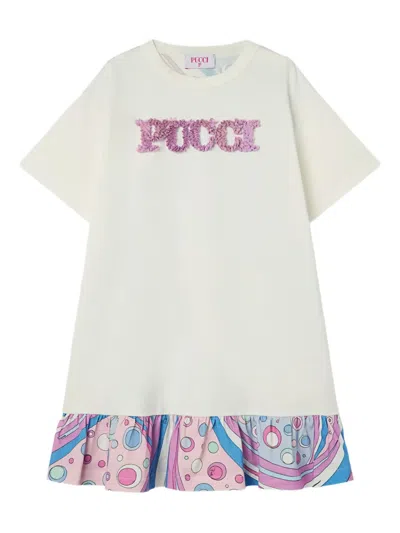 Pucci Junior Kids' Fontane-print T-shirt Dress In White