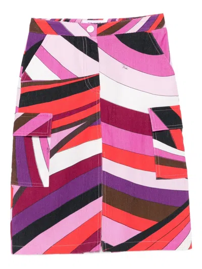 Pucci Junior Kids' Geometric-pattern Pocket Skirt In Multi