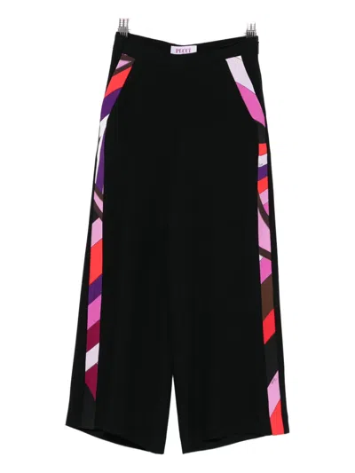 Pucci Junior Kids' Geometric-pattern Trousers In Black
