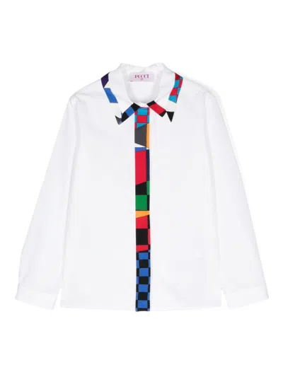 Pucci Junior Giardino-trim Poplin Shirt In 白色