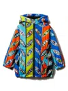 Pucci Junior Girandole-print Hooded Jacket In Blue
