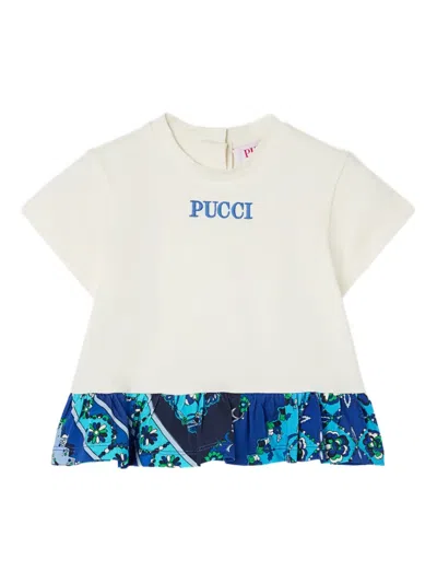 Pucci Junior Babies' Graphic-print Ruffled T-shirt In White