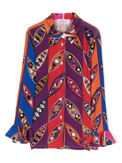 Pucci Junior Kids' Graphic-print Shirt In Purple