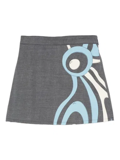 Pucci Junior Kids' Graphic-print Skirt In Gray