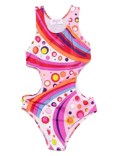 Pucci Junior Kids' Graphic-print Swimsuit In Pink