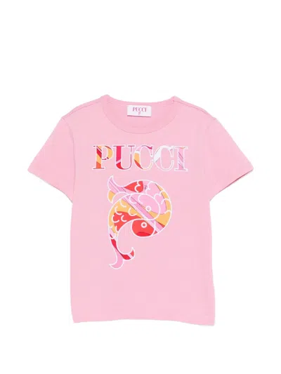 Pucci Junior Kids' Graphic T-shirt In Pink