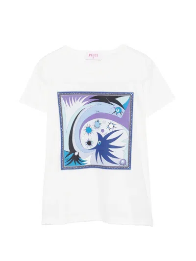 Pucci Junior Kids' Graphic-print T-shirt In White