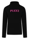 Pucci Junior Intarsia Knit-logo Roll-neck Jumper In Schwarz