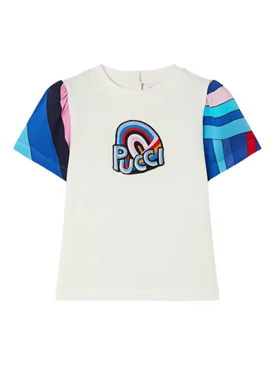 Pucci Junior Babies' Iride-panelled Short-sleeve T-shirt In White
