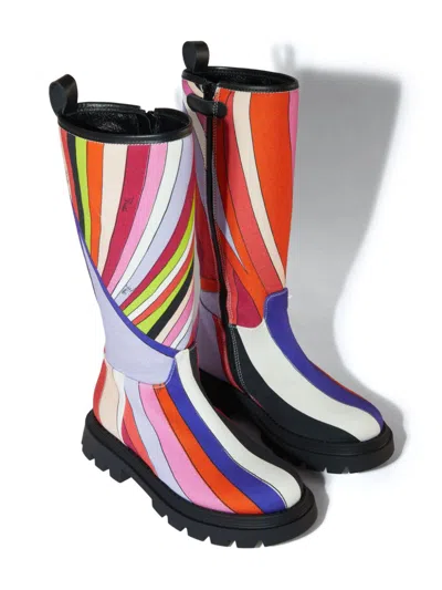 Pucci Junior Kids' Iride-print Boots In Multicolour